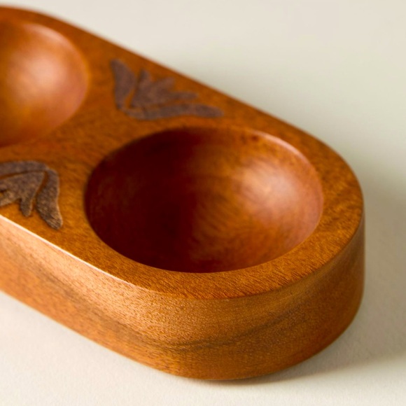 The Mediterranean Wooden Salt & Pepper Dish /Jewelry Tray - Anthropologie - NWT - Picture 1 of 4